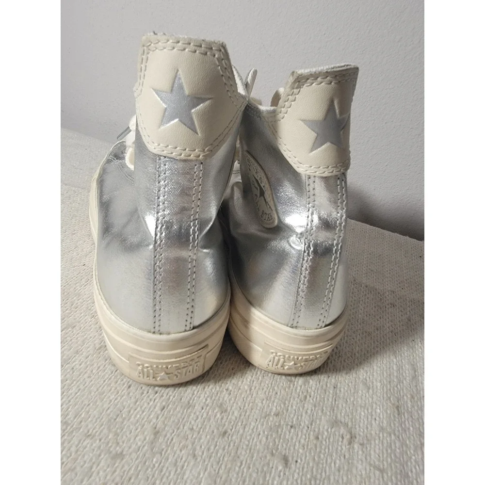 Converse All Star Metallic Silver High Top Sneakers Womens 9 Platform A09902C